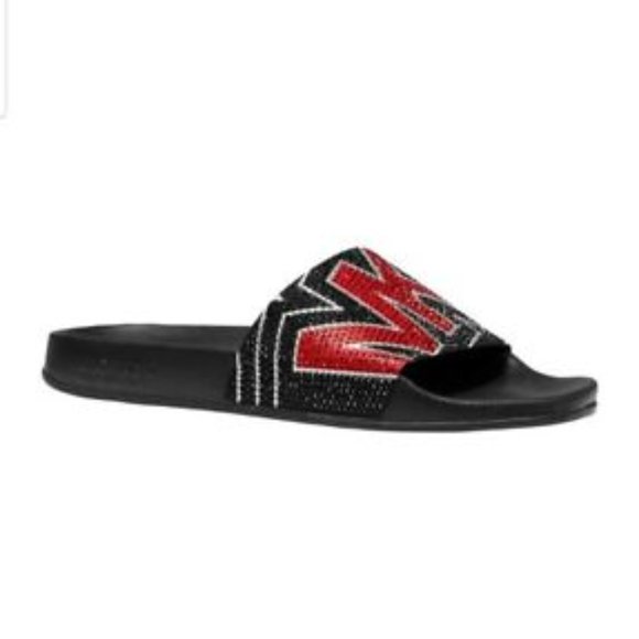 Michael Kors Gilmore Slides Red & Black Crystals - Picture 1 of 7